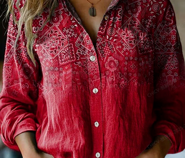 Damen Langarm Bluse Frühling/Herbst Geometrisch Hemdkragen Täglich Ausgehen Lässig Oberteile