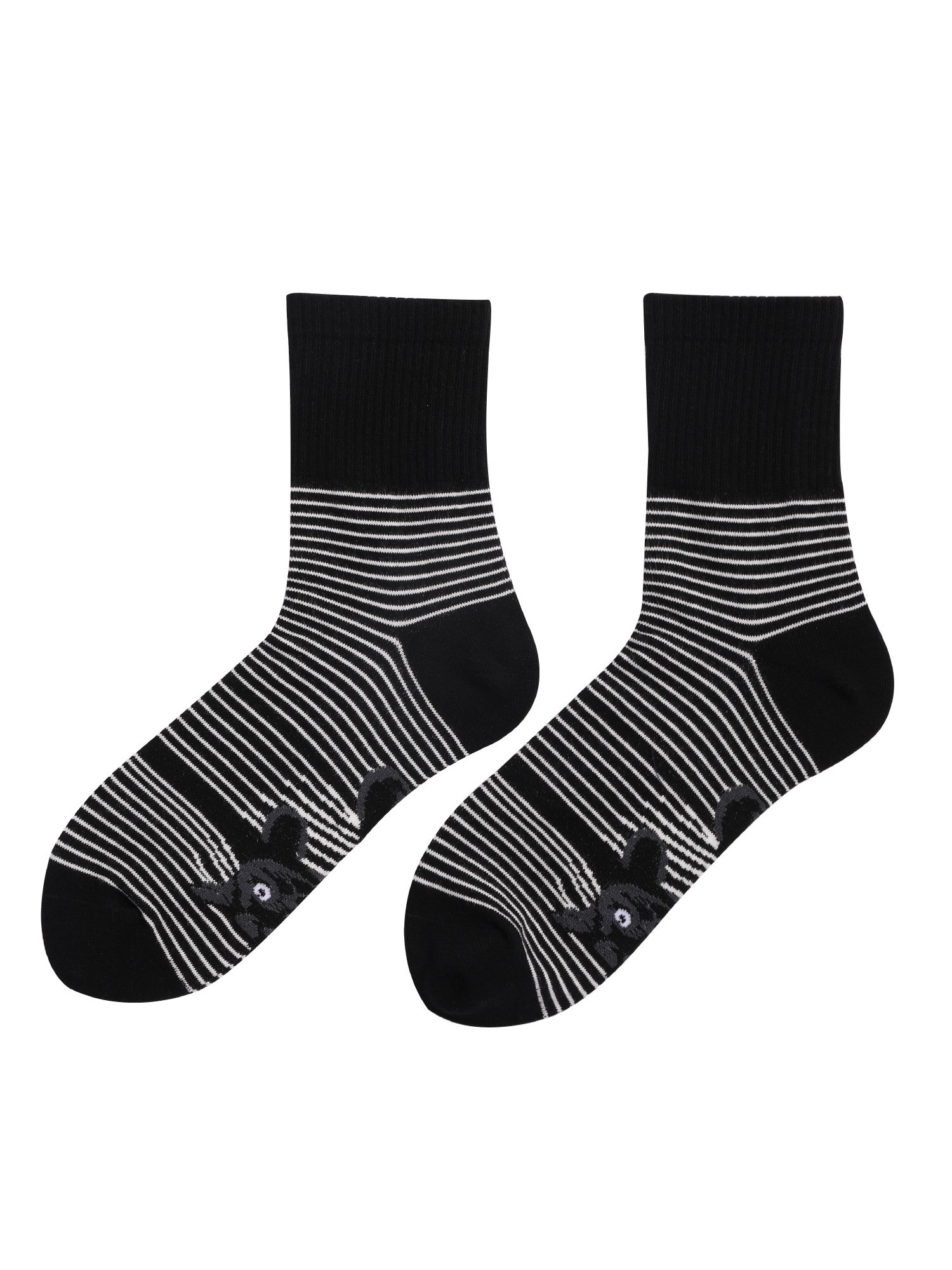 Schwarz und Weiß Gestreift Tier Katze Print Mittler Tube Socken