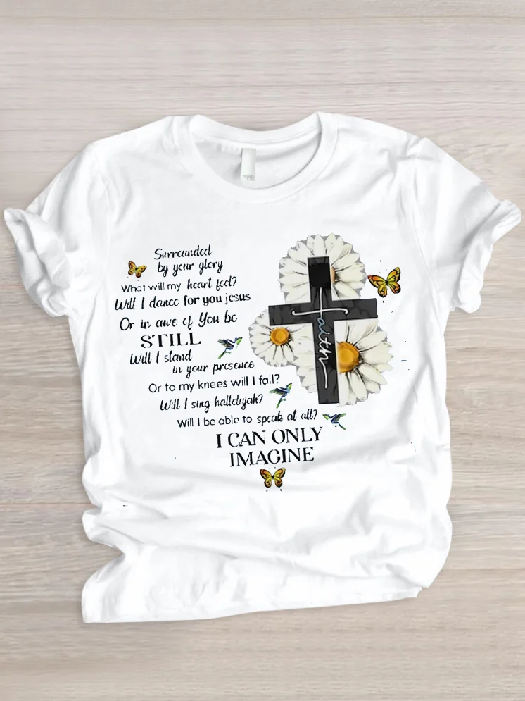 Damen Geblümt Kurzarm T-Shirts T-Shirt Rundhals Lässig Sommer Oberteile