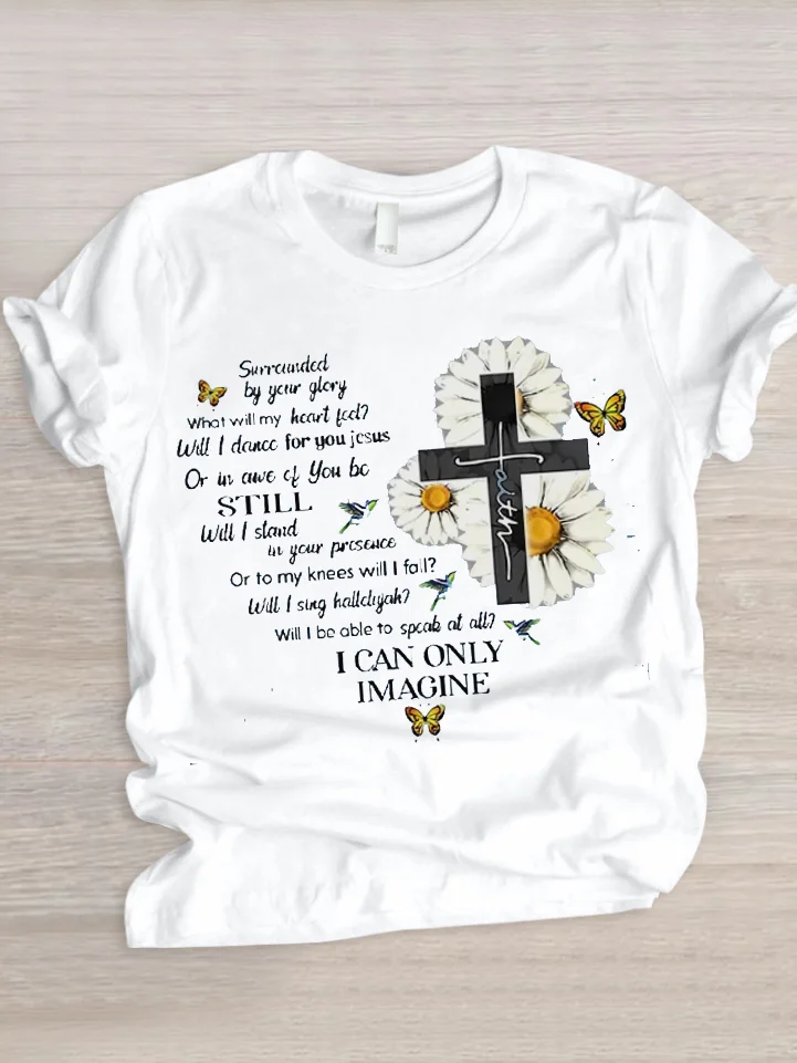 Damen Geblümt Kurzarm T-Shirts T-Shirt Rundhals Lässig Sommer Oberteile