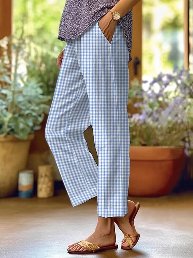 Damen Kariert Knöchelhose Hose Lässig Frühling/Herbst Hose