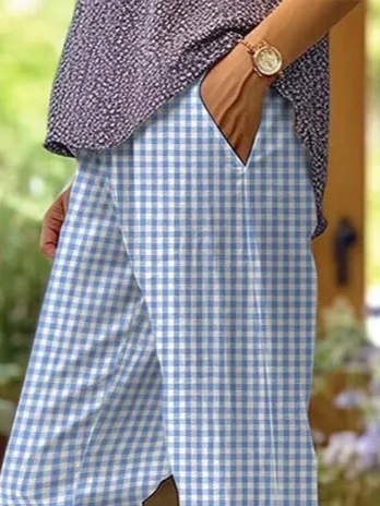 Damen Kariert Knöchelhose Hose Lässig Frühling/Herbst Hose