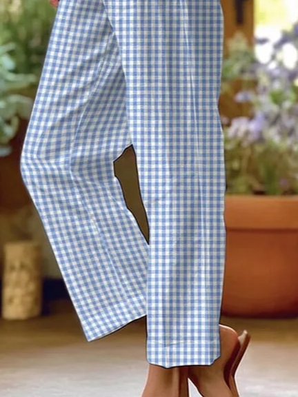 Damen Kariert Knöchelhose Hose Lässig Frühling/Herbst Hose