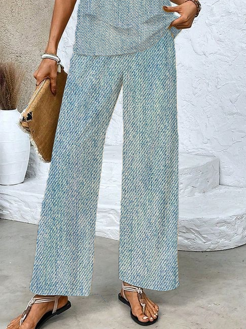 Damen Grafik mit Denim-Imitat-Print Print Zweiteiliges Set Täglich Ärmellos Lässig Sommer Bluse mit Hose Matching Set