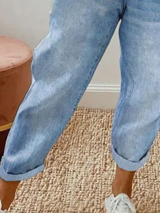 Damen Grafik mit Denim-Imitat-Print Knöchelhose Hose Retro Frühling/Herbst Hose
