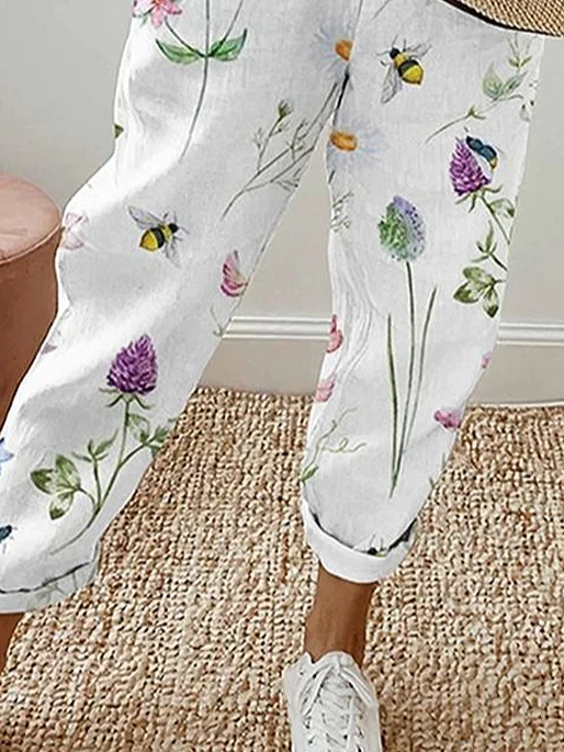 Damen Geblümt Knöchelhose Hose Lässig Frühling/Herbst Hose