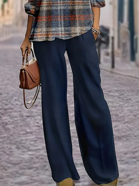 Damen Kariert Print Zweiteiliges Set Täglich Langarm Lässig Frühling/Herbst Bluse mit Hose Matching Set