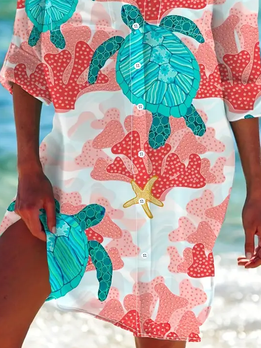 Damen Marine Leben Langarm Bluse Frühling/Herbst Print Hemdkragen Täglich Lässig Oberteile
