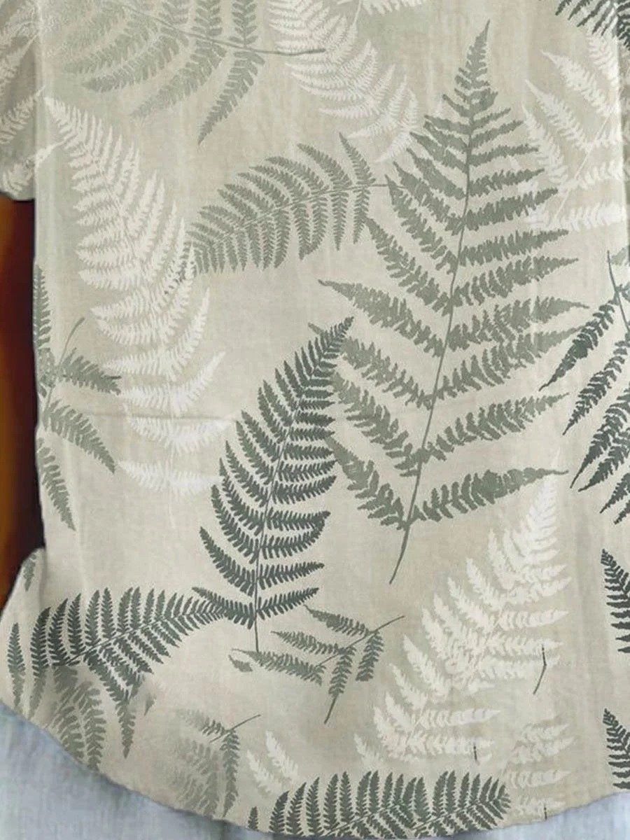 Damen Blätter Halbarm Bluse Sommer Schalkragen Täglich Lässig Oberteile