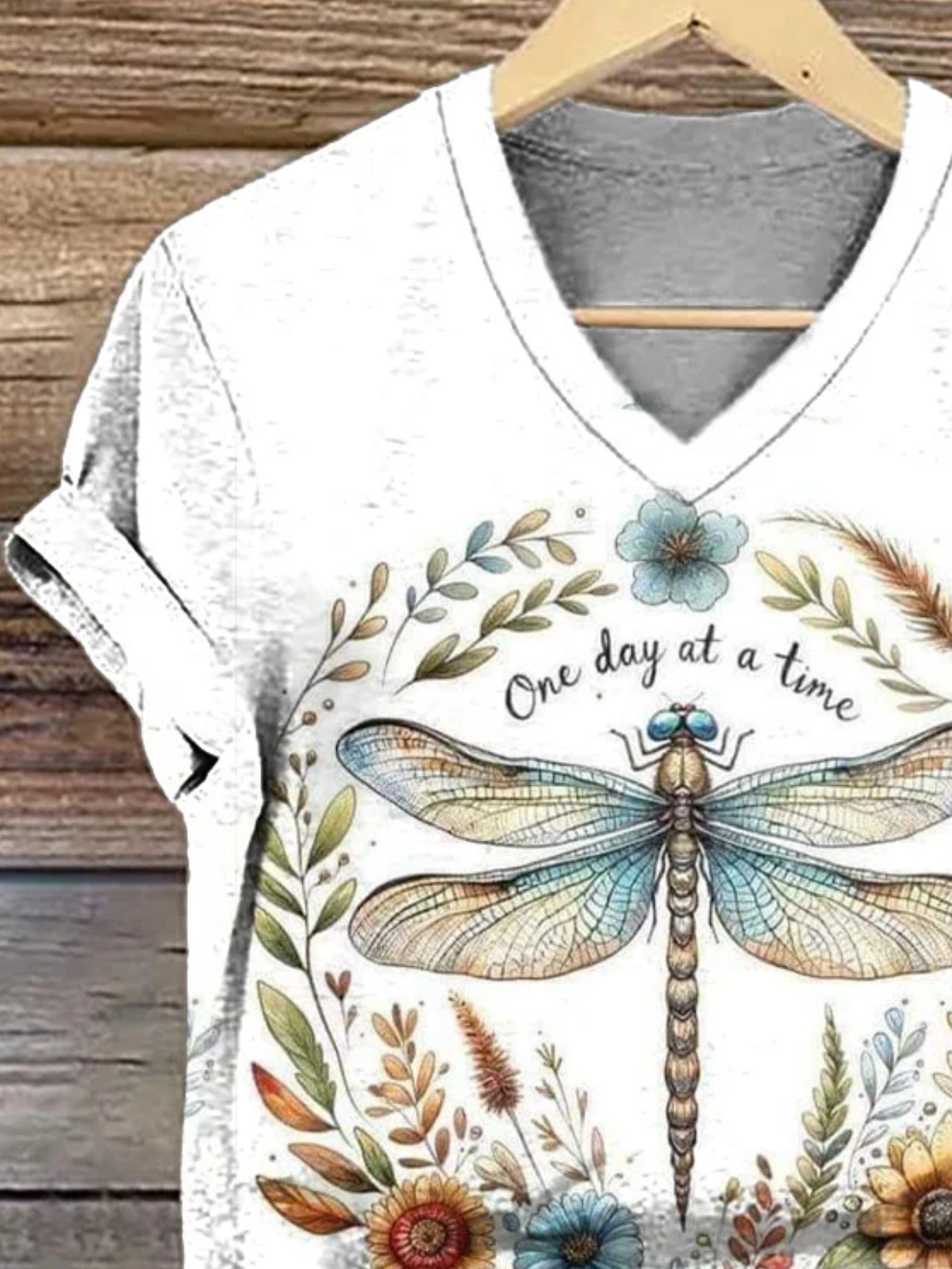 Damen Geblümt Kurzarm T-Shirts T-Shirt V-Ausschnitt Lässig Sommer Oberteile
