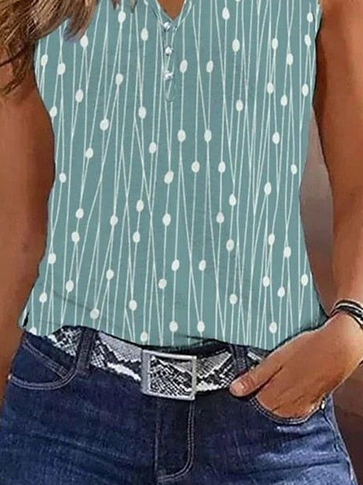 Damen Ärmellos Tanktop Oberteile Leibchen Sommer Geblümt Print V-Ausschnitt Täglich Lässig Oberteile