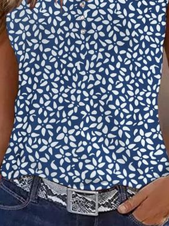 Damen Ärmellos Tanktop Oberteile Leibchen Sommer Geblümt Print V-Ausschnitt Täglich Lässig Oberteile