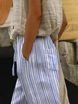 Damen Gestreift Fünfte Hose Hose Lässig Sommer Hose