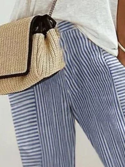 Damen Gestreift Fünfte Hose Hose Lässig Sommer Hose