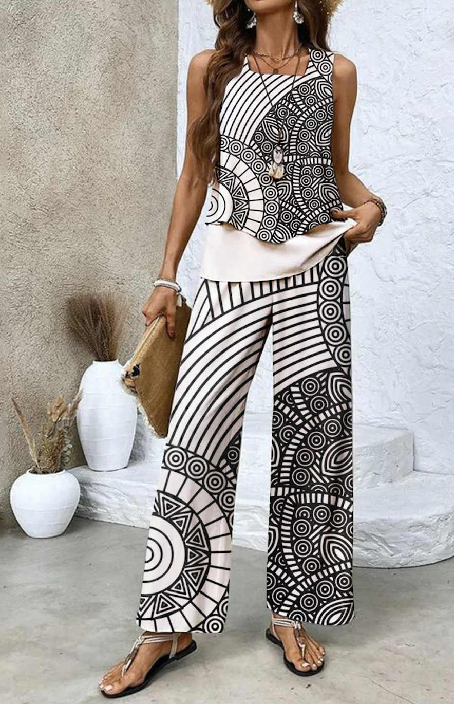 Damen Geblümt Zweiteiliges Set Täglich Ärmellos Lässig Sommer Matching Set