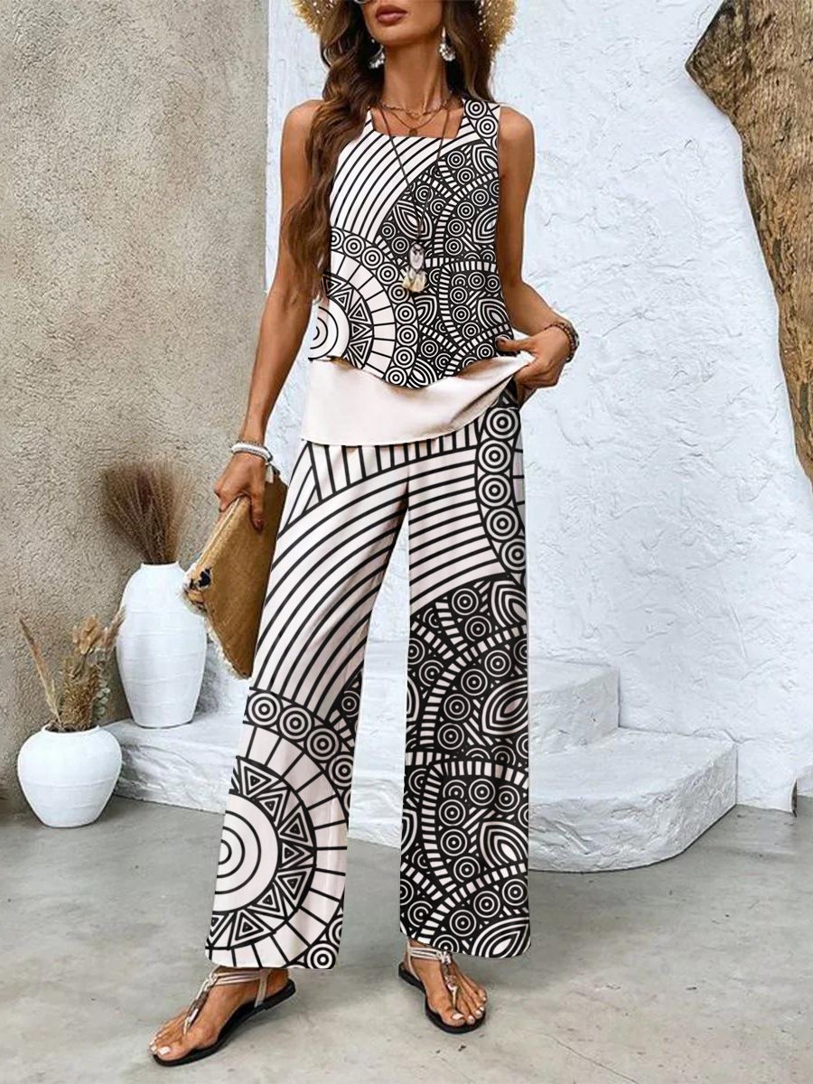 Damen Geblümt Zweiteiliges Set Täglich Ärmellos Lässig Sommer Matching Set