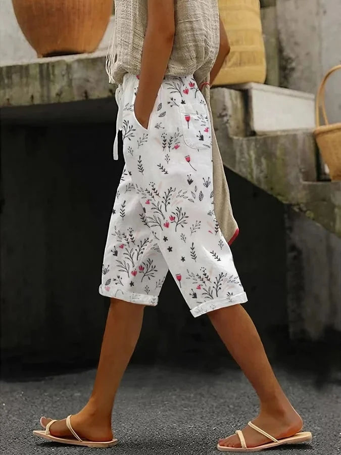 Damen Geblümt Fünfte Hose Hose Lässig Sommer Hose