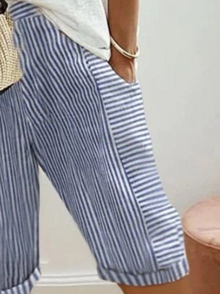 Damen Gestreift Fünfte Hose Hose Lässig Sommer Hose