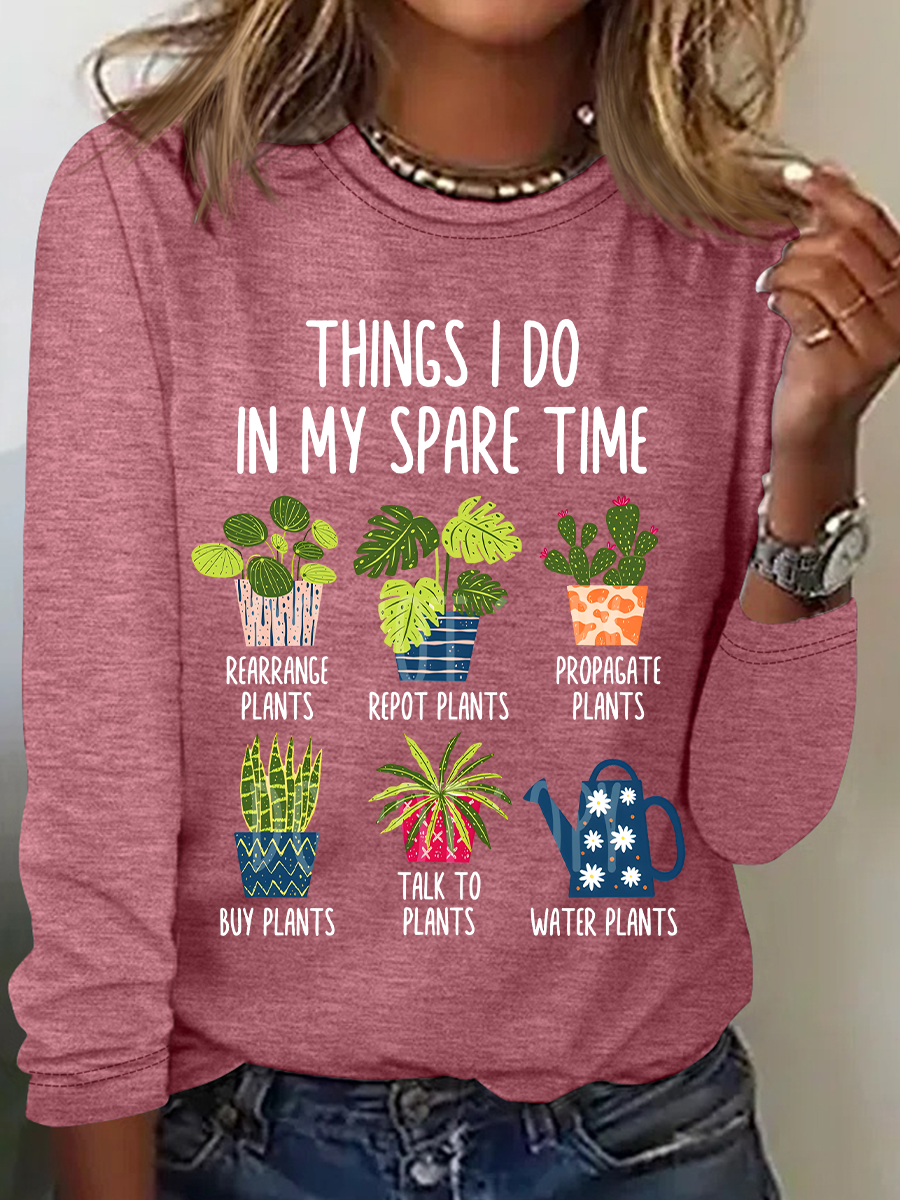 Damen Textbriefe Langarm Bluse Frühling/Herbst Rundhals Täglich Lässig Oberteile