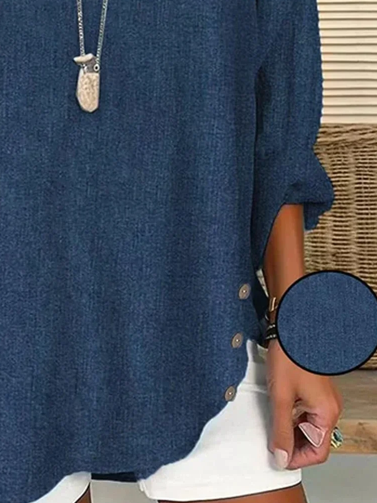 Damen Grafik mit Denim-Imitat-Print Langarm Bluse Frühling/Herbst Print V-Ausschnitt Täglich Lässig Oberteile