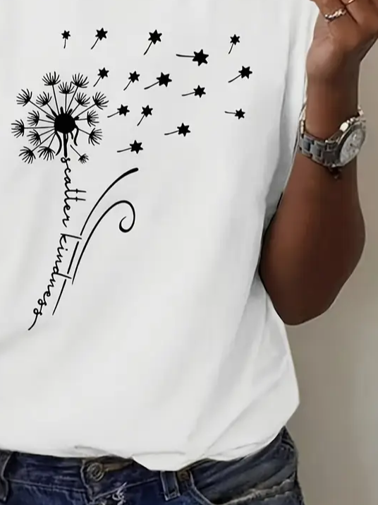 Damen Geblümt Kurzarm T-Shirts T-Shirt Rundhals Print Lässig Sommer T-Shirt mit Grafik Oberteile