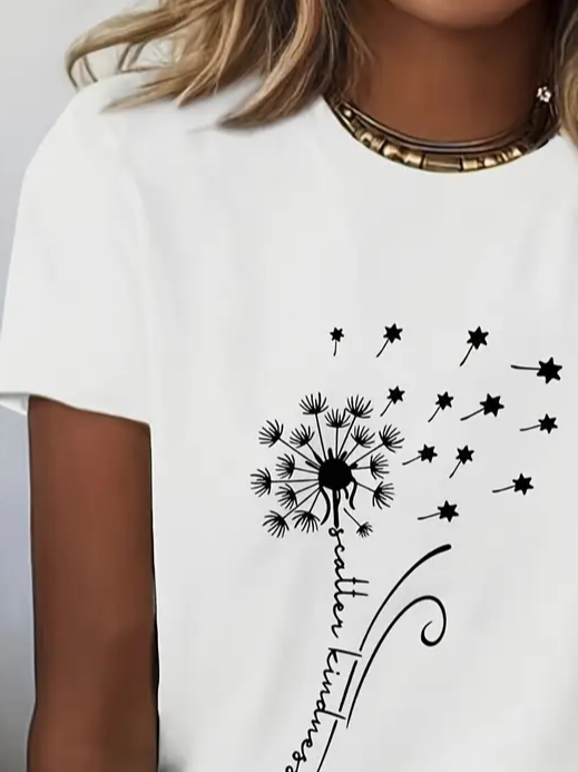 Damen Geblümt Kurzarm T-Shirts T-Shirt Rundhals Print Lässig Sommer T-Shirt mit Grafik Oberteile