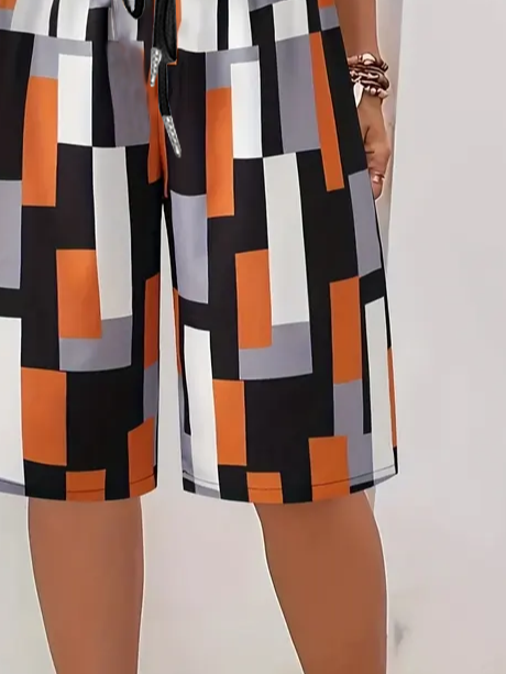 Damen Geometrisch Fünfte Hose Hose Lässig Sommer Hose