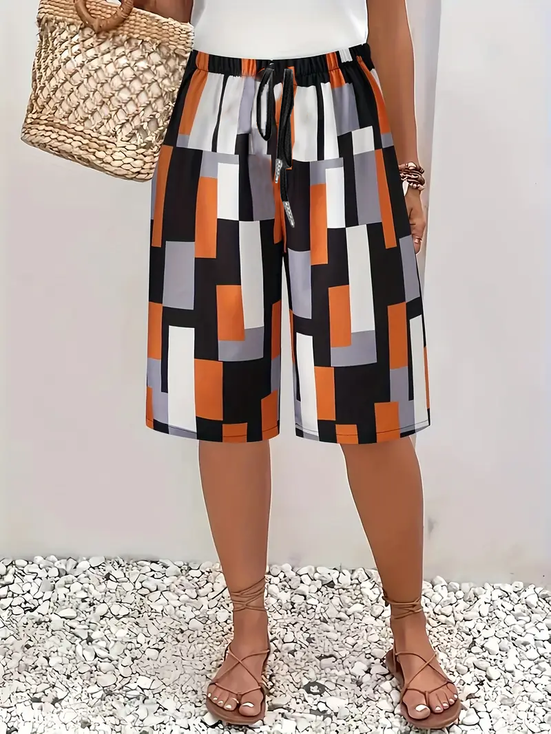 Damen Geometrisch Fünfte Hose Hose Lässig Sommer Hose