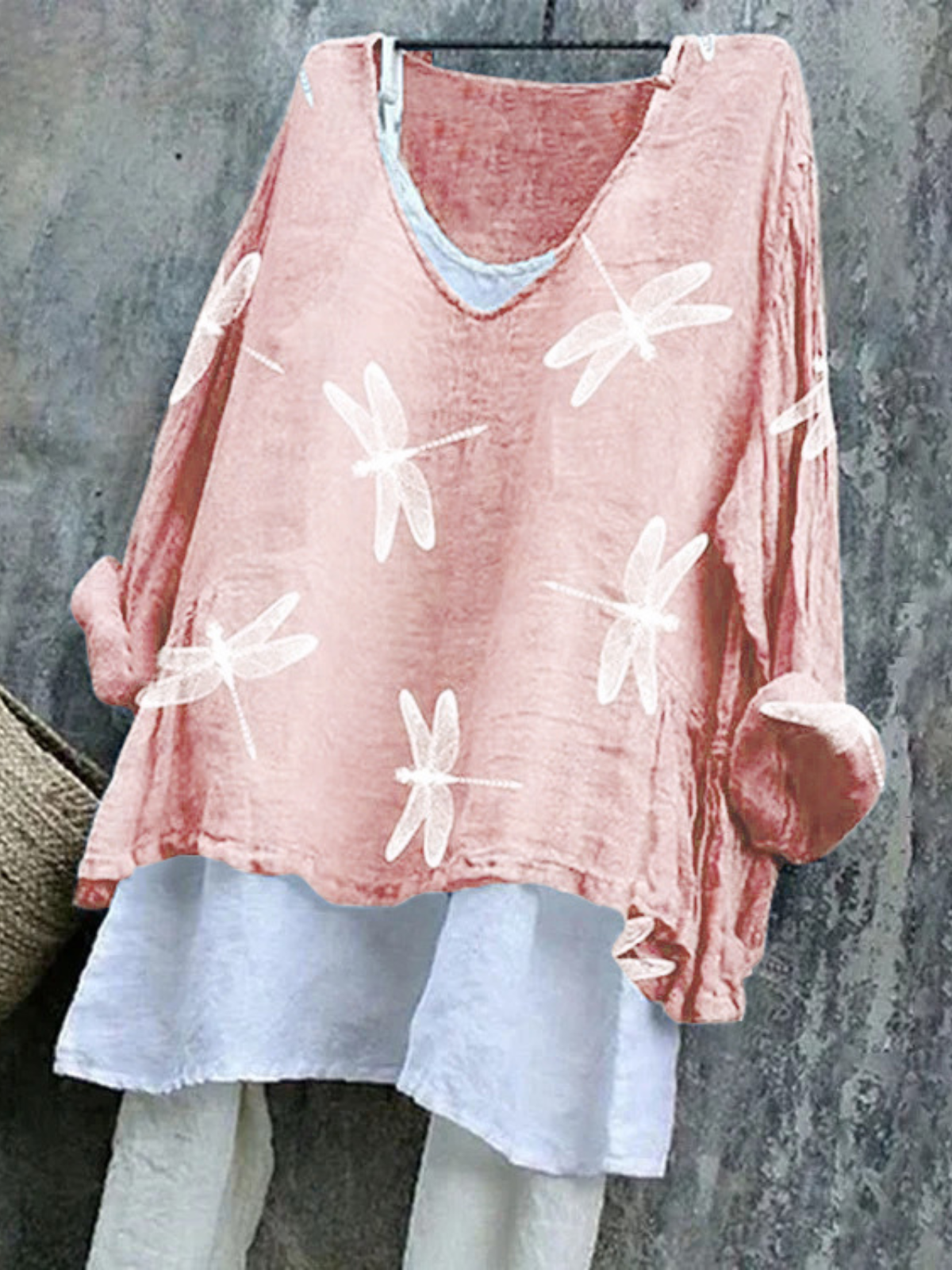 Damen Tier Langarm T-Shirts T-Shirt V-Ausschnitt Retro Frühling/Herbst Oberteile