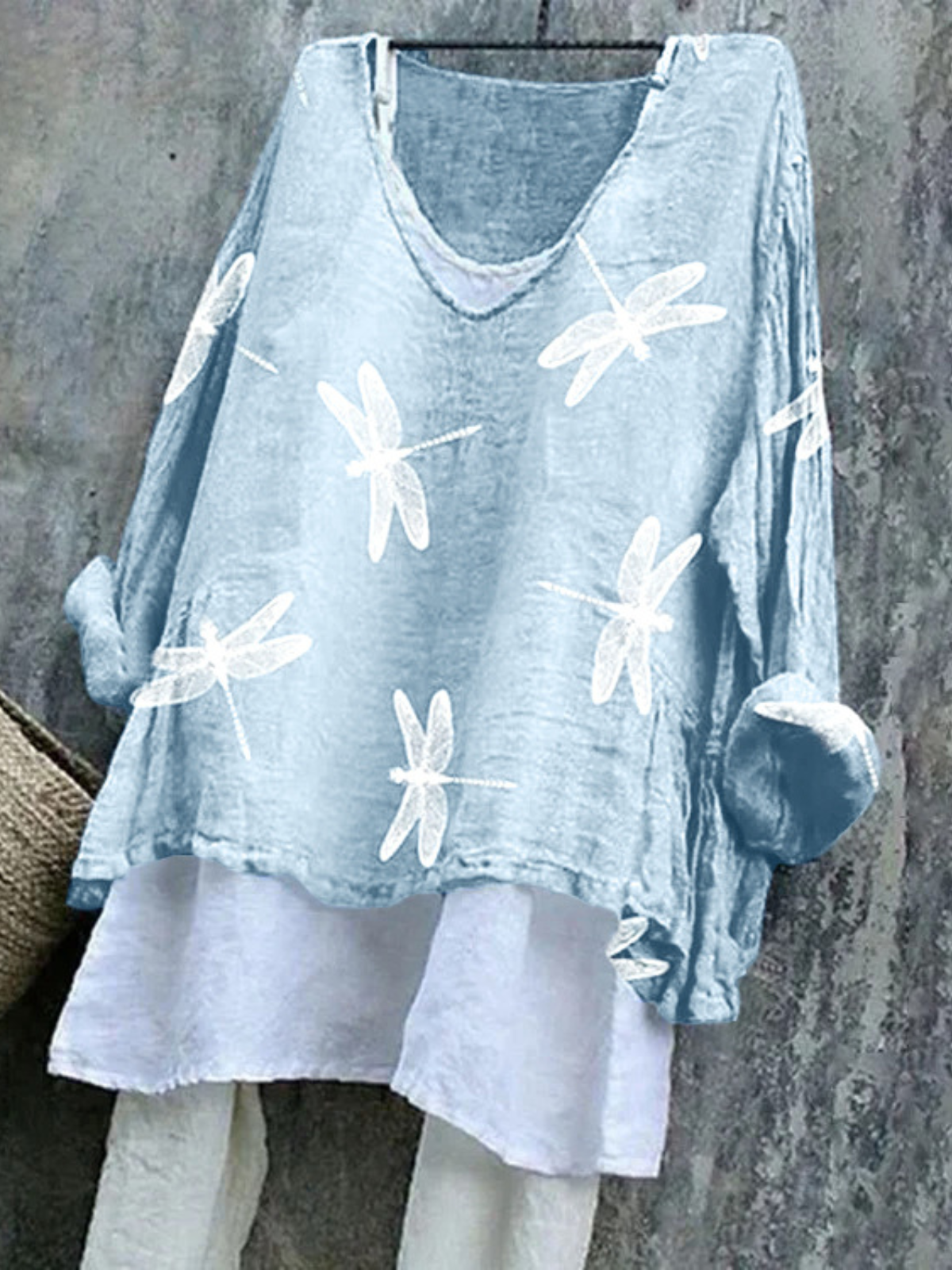 Damen Tier Langarm T-Shirts T-Shirt V-Ausschnitt Retro Frühling/Herbst Oberteile