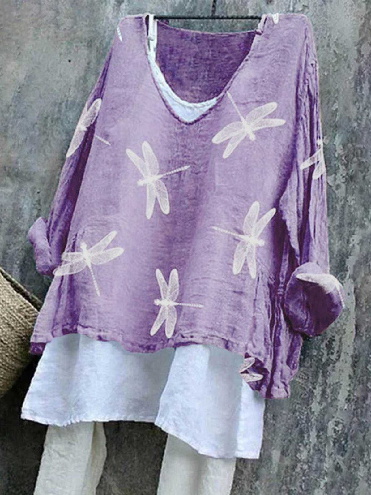 Damen Tier Langarm T-Shirts T-Shirt V-Ausschnitt Retro Frühling/Herbst Oberteile