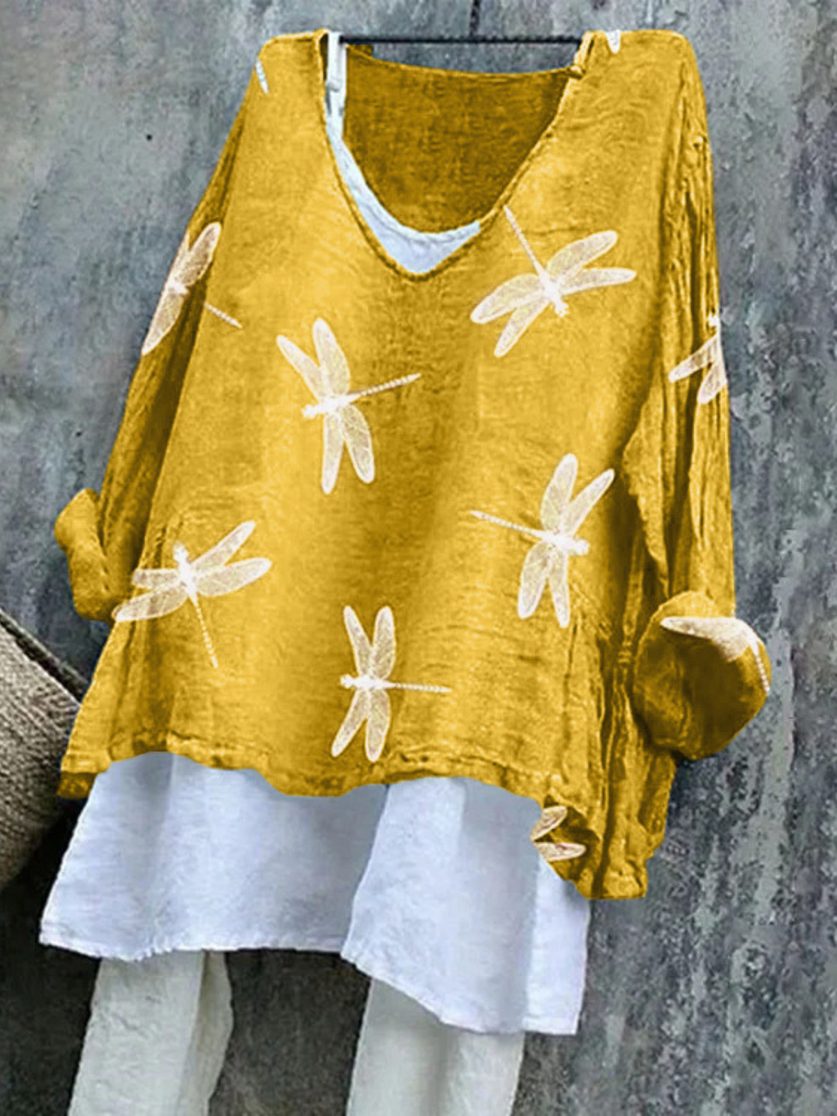 Damen Tier Langarm T-Shirts T-Shirt V-Ausschnitt Retro Frühling/Herbst Oberteile