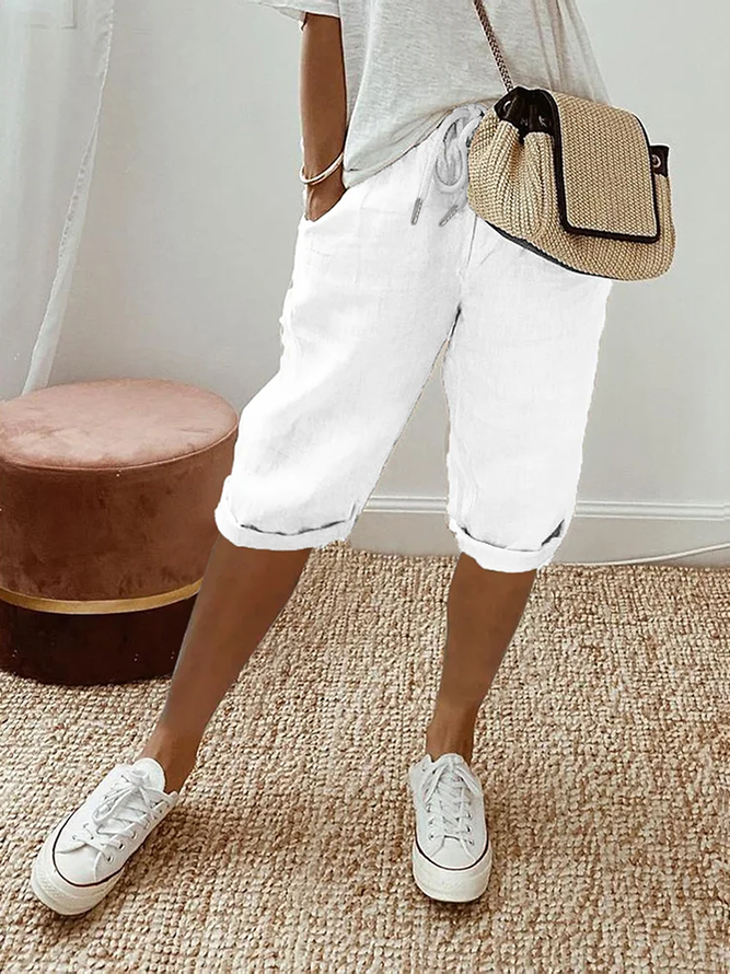 Damen Unifarben Fünfte Hose Hose Lässig Sommer Hose