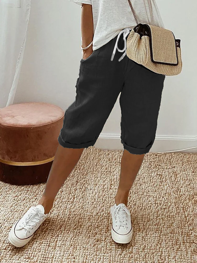 Damen Unifarben Fünfte Hose Hose Lässig Sommer Hose