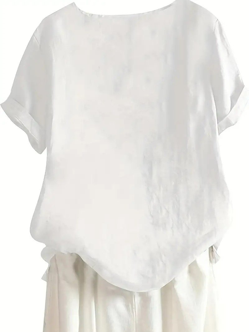 Damen Libelle Halbarm Bluse Sommer Rundhals Täglich Lässig Oberteile
