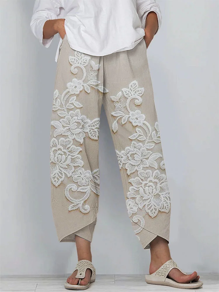 Damen Geblümt Caprihosen Hose Lässig Sommer Hose