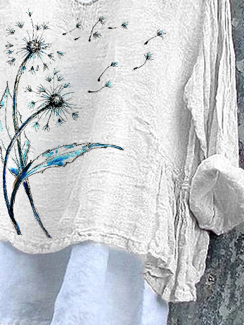 Damen Geblümt Langarm Bluse Frühling/Herbst Print V-Ausschnitt Täglich Lässig Oberteile