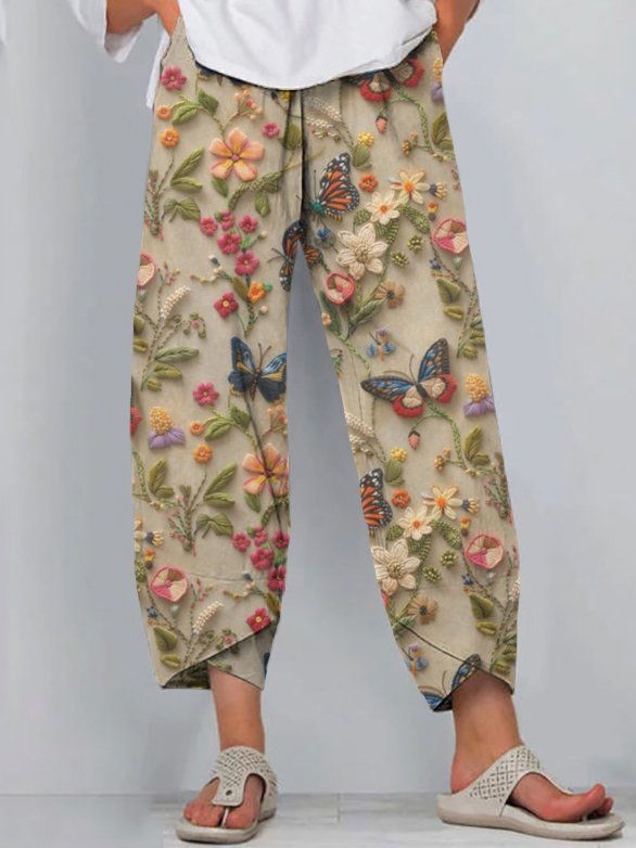 Damen Geblümt Knöchelhose Hose Lässig Frühling/Herbst Hose