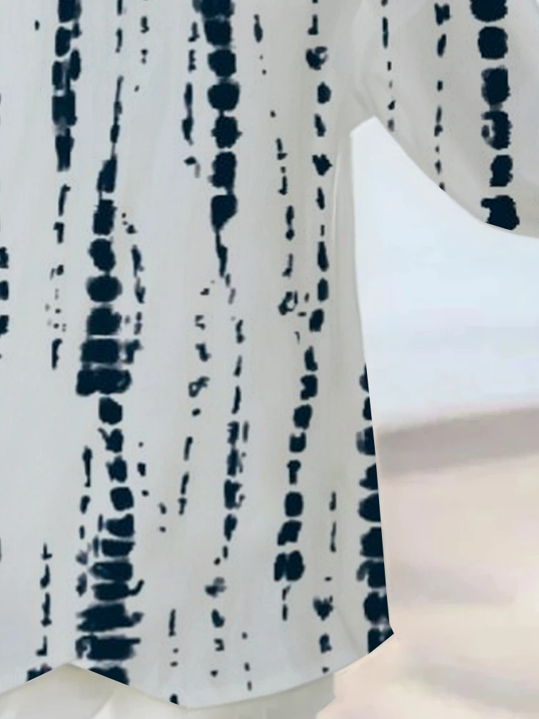 Damen Gestreift Kurzarm Bluse Sommer Print V-Ausschnitt Täglich Lässig Oberteile