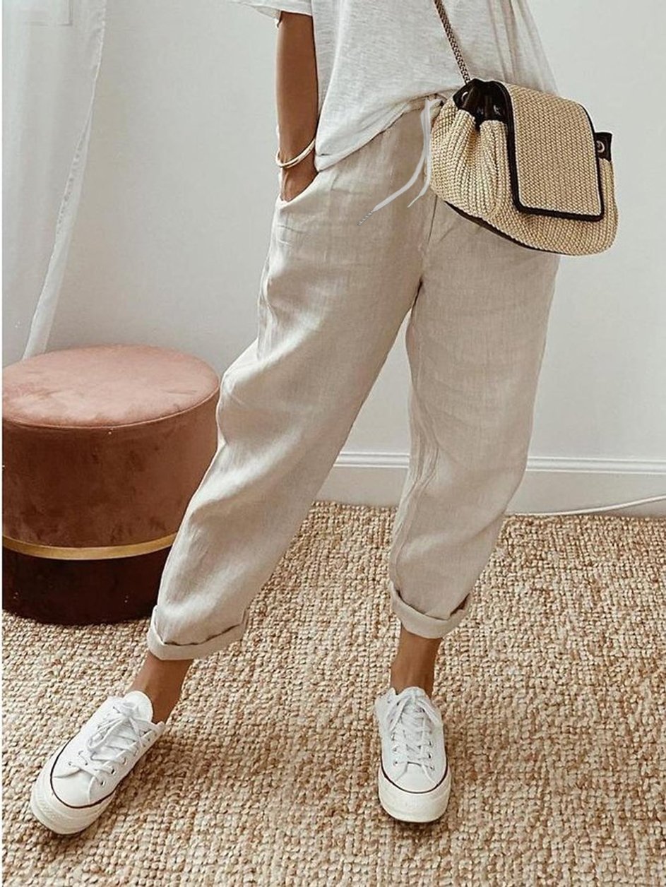 Damen Unifarben Lang Hose Lässig Frühling/Herbst Hose