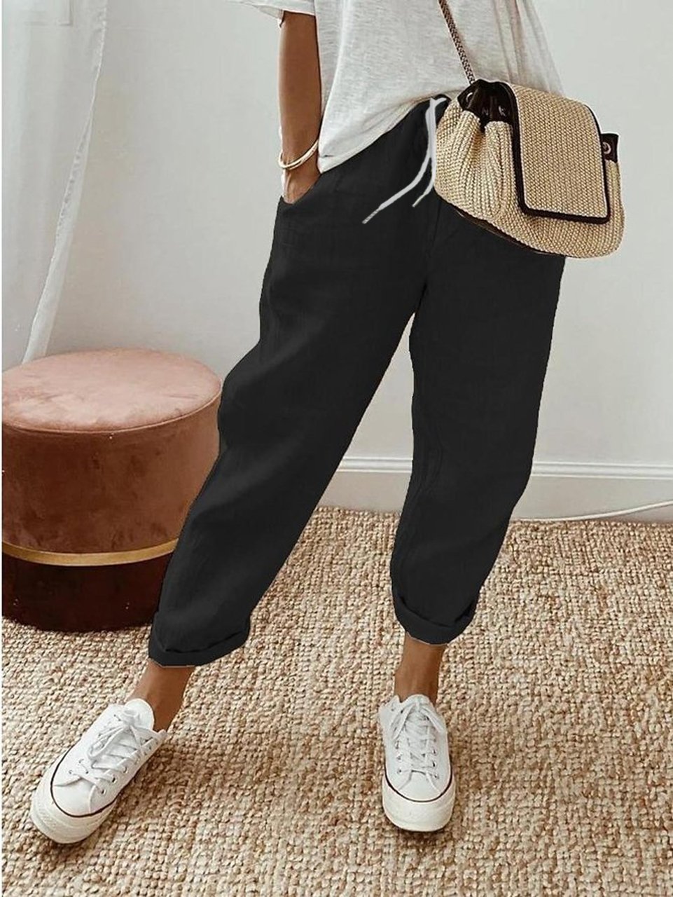 Damen Unifarben Lang Hose Lässig Frühling/Herbst Hose