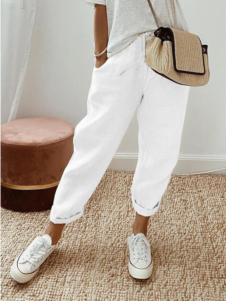 Damen Unifarben Lang Hose Lässig Frühling/Herbst Hose