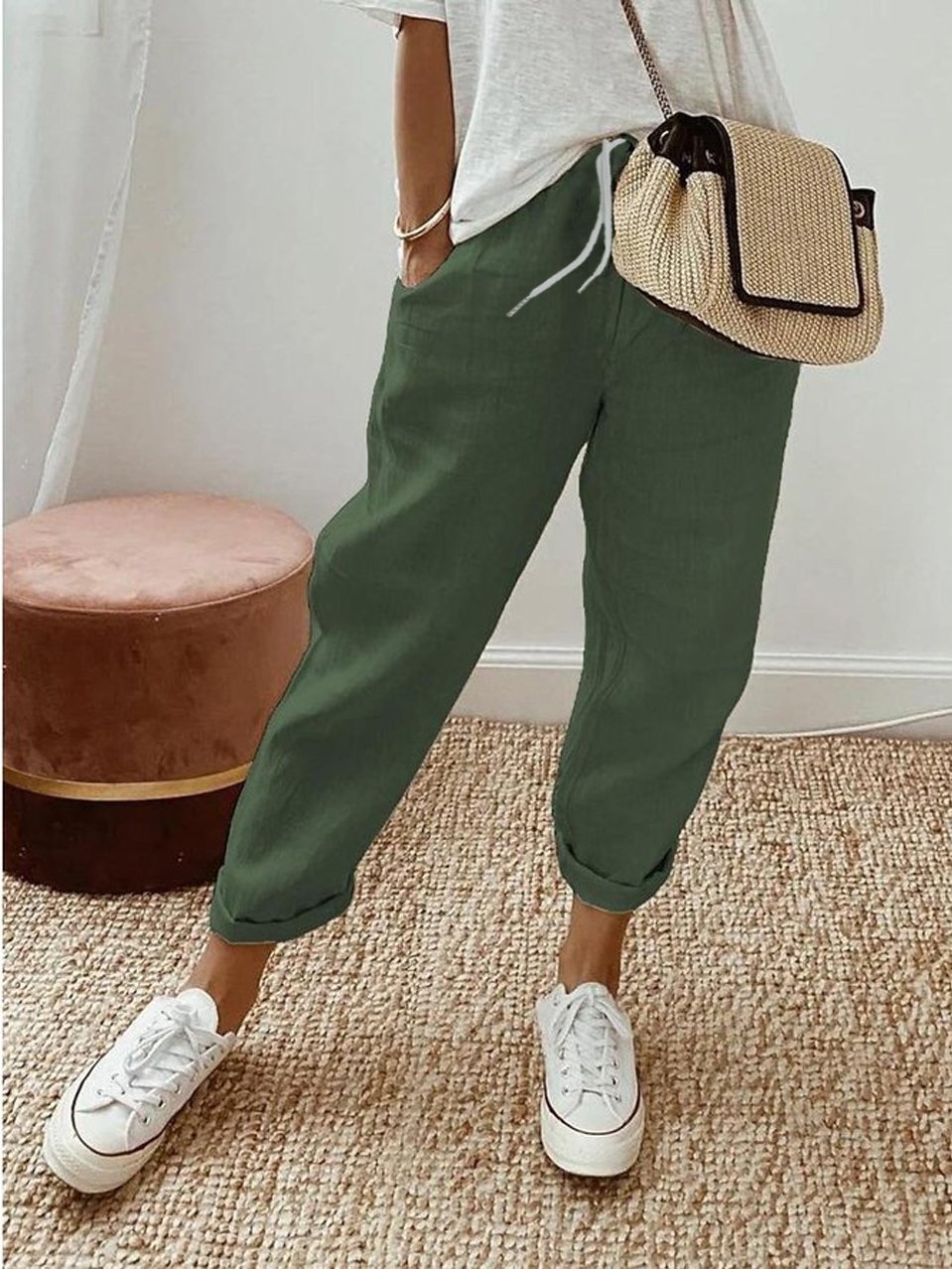 Damen Unifarben Lang Hose Lässig Frühling/Herbst Hose