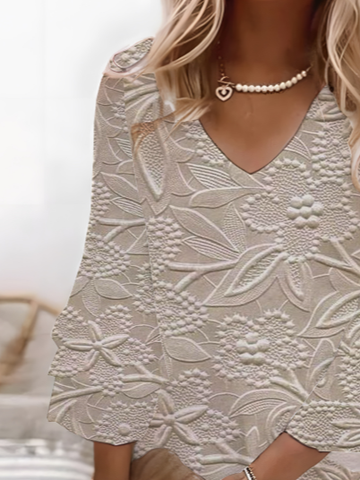 Damen Geblümt Halbarm Sommer Print Kleid V-Ausschnitt Täglich Lässig Midi Klassisch H-Linie Kleid