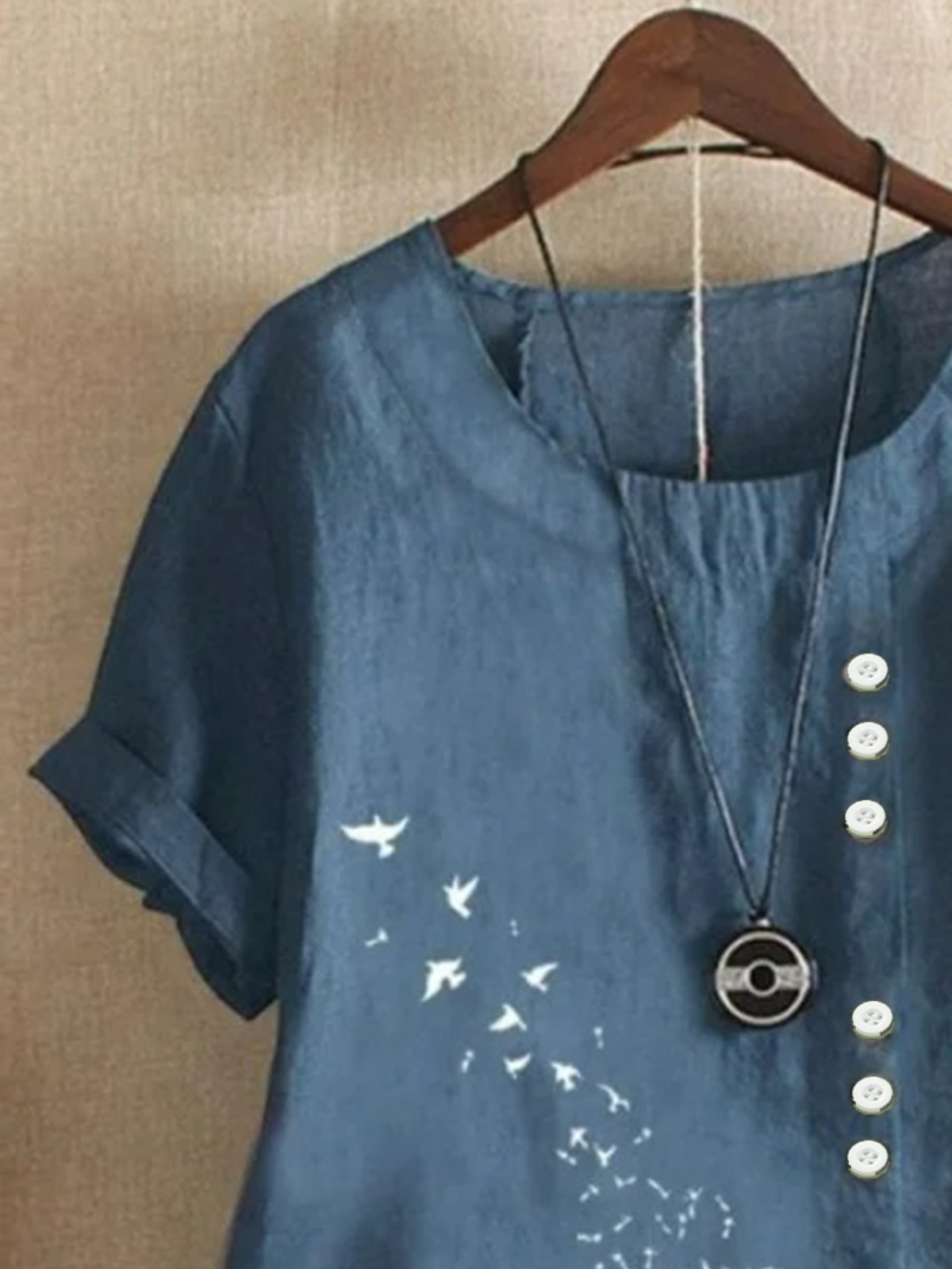 Damen Löwenzahn Halbarm Bluse Sommer Rundhals Täglich Lässig Oberteile