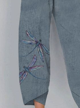 Damen Libelle Caprihosen Hose Lässig Sommer Hose