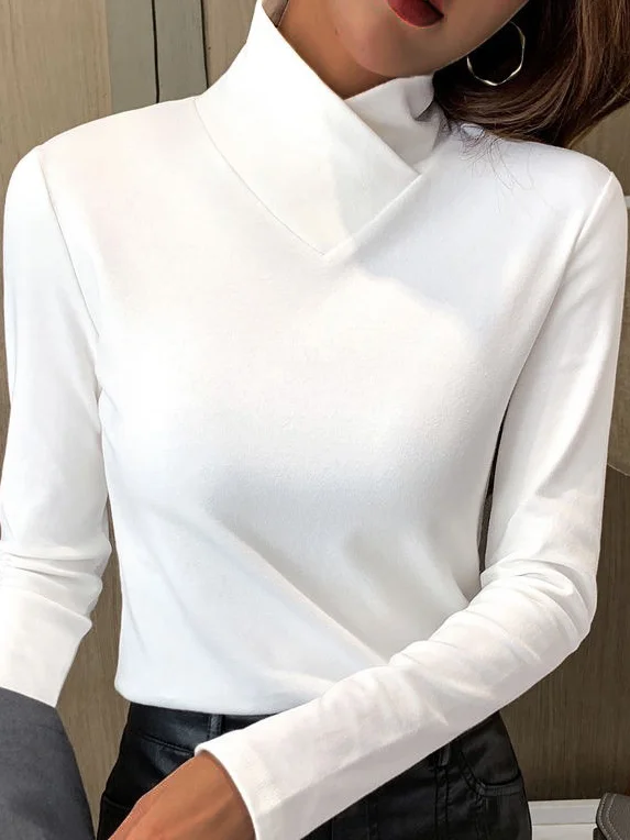 Damen Unifarben Langarm Bluse Frühling/Herbst Print Täglich Lässig Oberteile