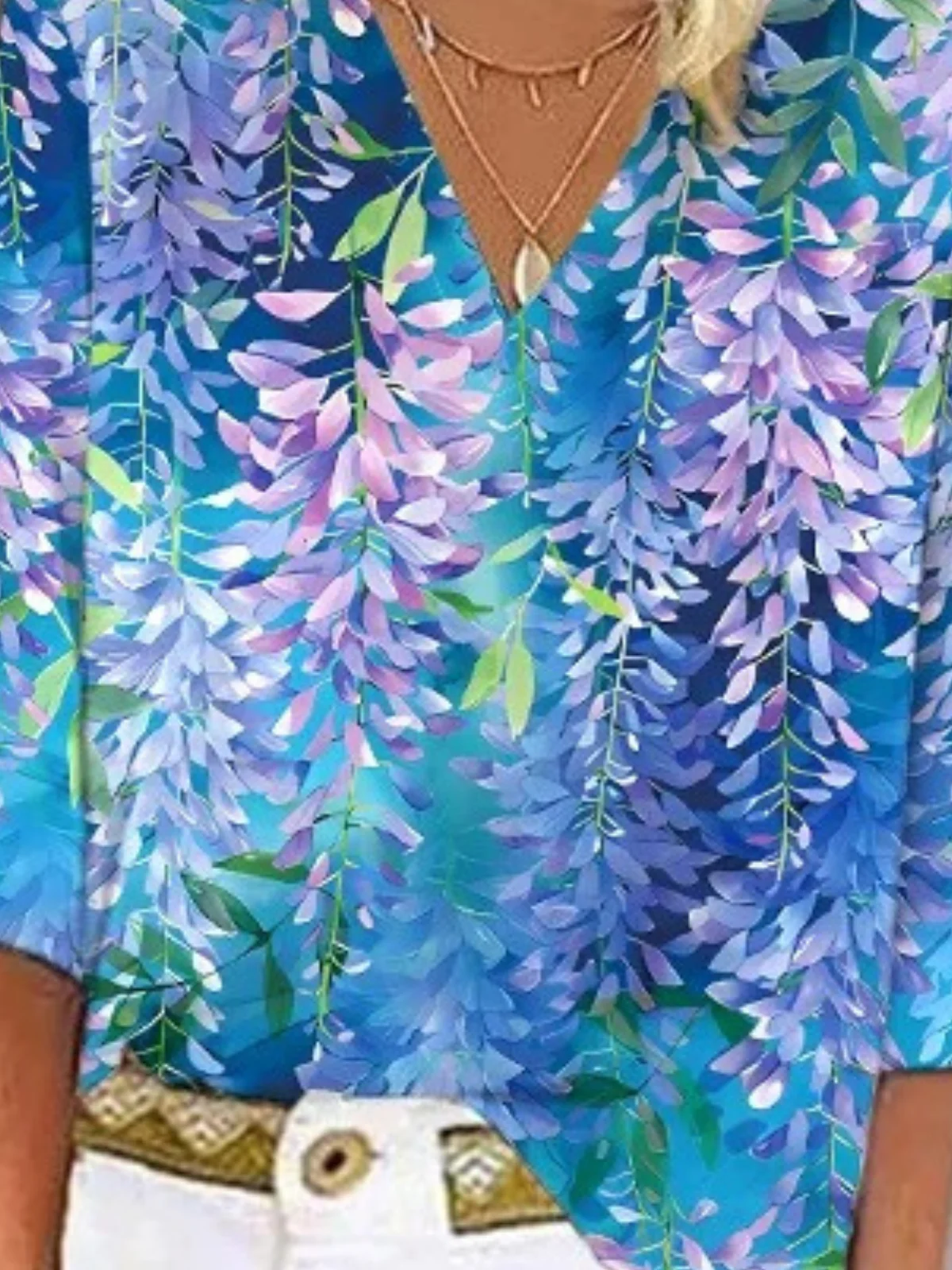 Damen Geblümt Halbarm Bluse Sommer Schalkragen Täglich Lässig Oberteile