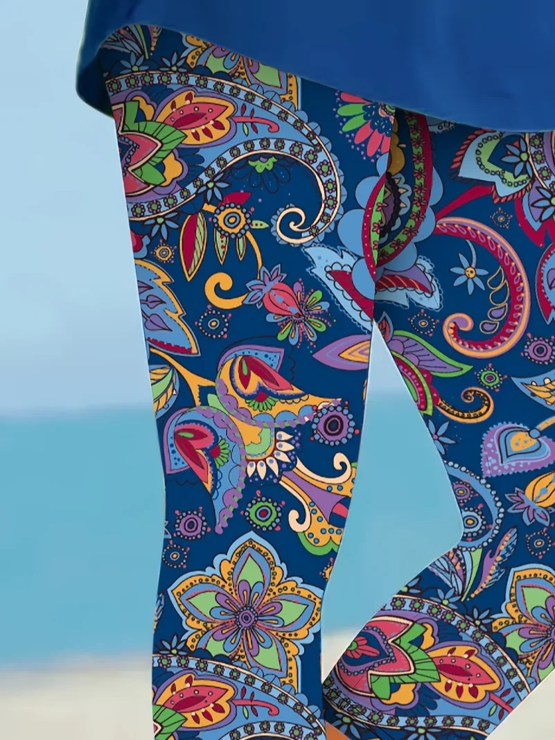 Damen Geblümt Caprihosen Elastische Taille Hose Lässig Sommer Hose