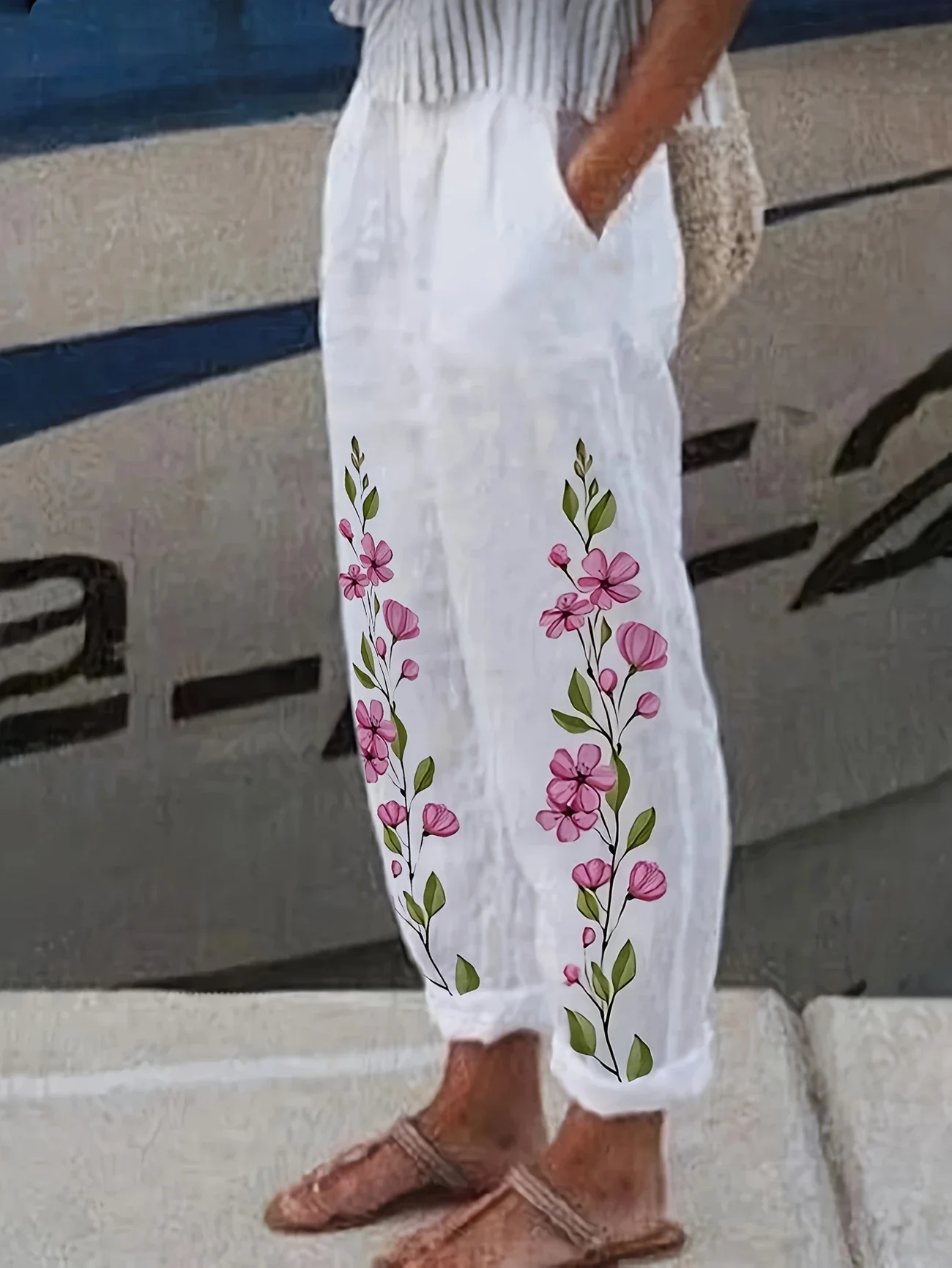 Damen Geblümt Lang Hose Lässig Frühling/Herbst Hose
